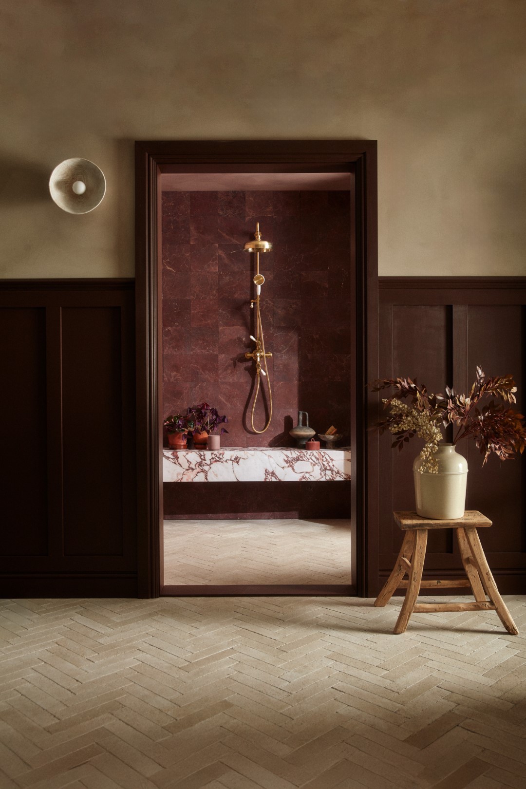 This Darkish Burgundy Bathroom Thought Proves Moody Is the New Minimal